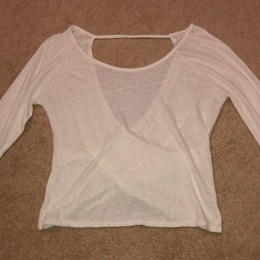 An American Eagle Outfitters, white mesh shirt.